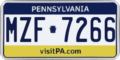 PA license plate MZF7266