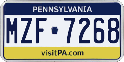 PA license plate MZF7268