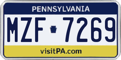 PA license plate MZF7269