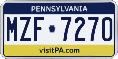 PA license plate MZF7270
