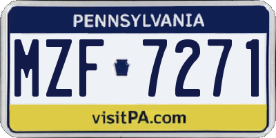 PA license plate MZF7271