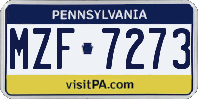 PA license plate MZF7273