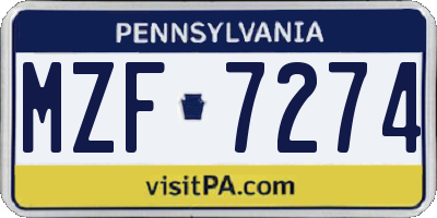 PA license plate MZF7274