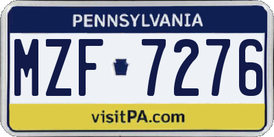 PA license plate MZF7276