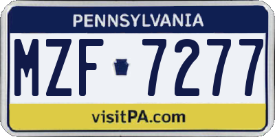 PA license plate MZF7277