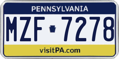 PA license plate MZF7278