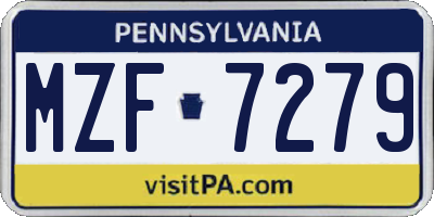 PA license plate MZF7279