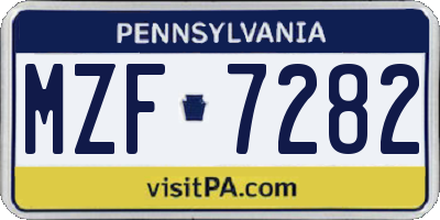 PA license plate MZF7282