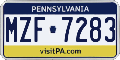 PA license plate MZF7283