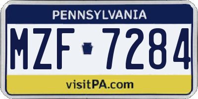 PA license plate MZF7284