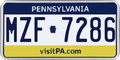 PA license plate MZF7286