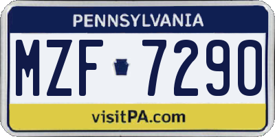 PA license plate MZF7290