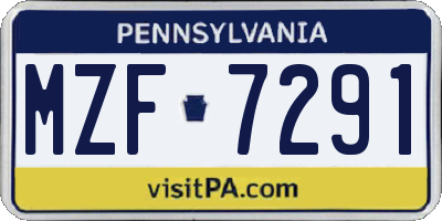 PA license plate MZF7291