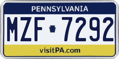 PA license plate MZF7292