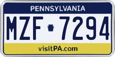 PA license plate MZF7294