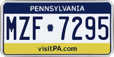 PA license plate MZF7295