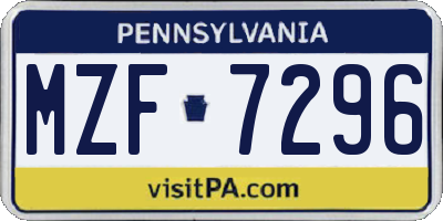 PA license plate MZF7296