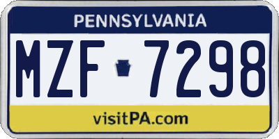 PA license plate MZF7298