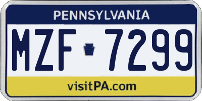 PA license plate MZF7299