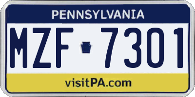 PA license plate MZF7301