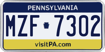 PA license plate MZF7302