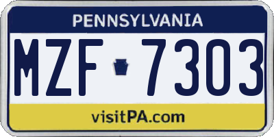 PA license plate MZF7303