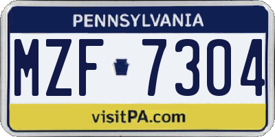 PA license plate MZF7304