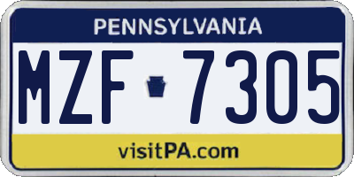 PA license plate MZF7305