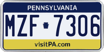 PA license plate MZF7306