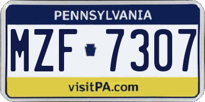 PA license plate MZF7307