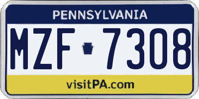 PA license plate MZF7308