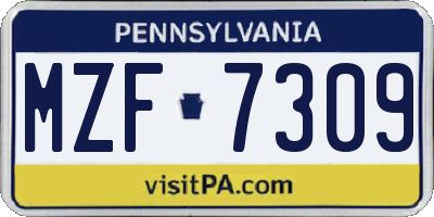 PA license plate MZF7309