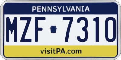 PA license plate MZF7310