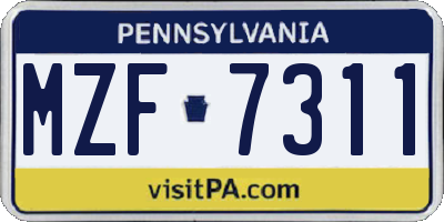 PA license plate MZF7311