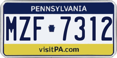 PA license plate MZF7312