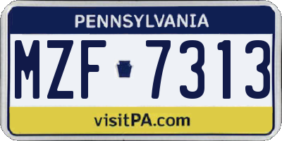 PA license plate MZF7313