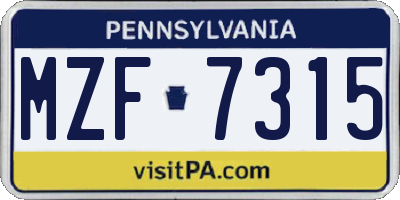 PA license plate MZF7315