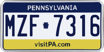 PA license plate MZF7316