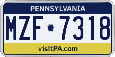 PA license plate MZF7318