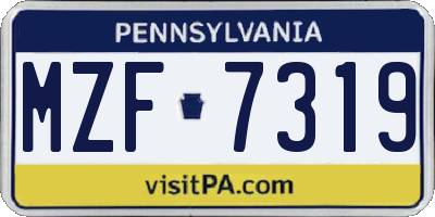 PA license plate MZF7319
