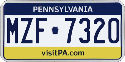 PA license plate MZF7320