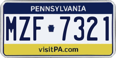 PA license plate MZF7321
