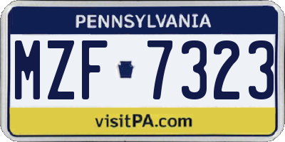 PA license plate MZF7323