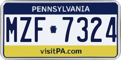 PA license plate MZF7324