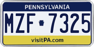 PA license plate MZF7325