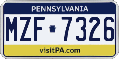 PA license plate MZF7326