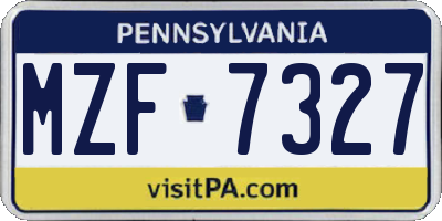 PA license plate MZF7327
