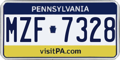 PA license plate MZF7328