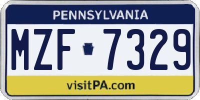 PA license plate MZF7329
