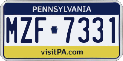 PA license plate MZF7331